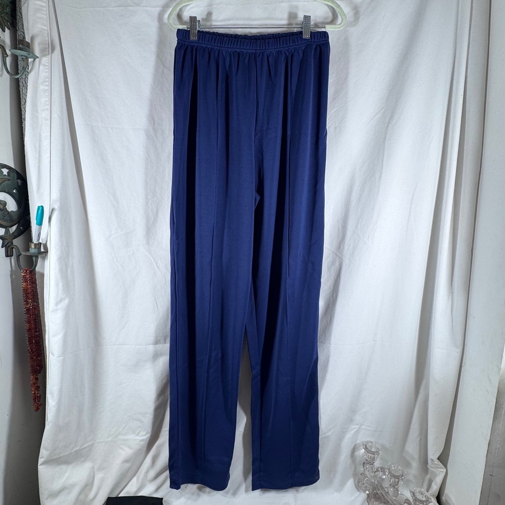 Only Necessities Womens Size 16 Tall Navy Blue Elastic Waist Straight Leg Pants